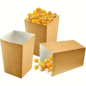Scatole di Popcorn usa e getta all'ingrosso stampate personalizzate scatola di Popcorn Kraft Pop patatine fritte per feste stoviglie