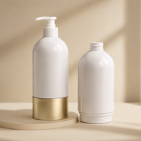 Bouteille pompe à lotion PET personnalisée OEM 500 ml, contenant cosmétique de luxe vide avec base dorée pour shampoing, après-shampoing, gel douche