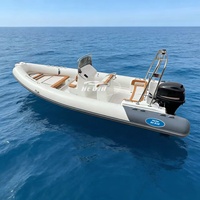 Bateau de pêche classique Hedia Fiberglass Rib 750 pour passagers, coque en V profond, en Hypalon, à vendre en Europe
