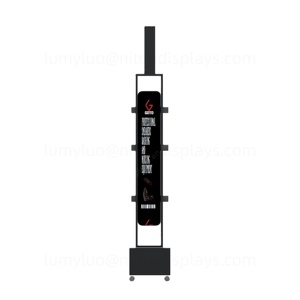 Mobile LED Hair Salon Metal <b>Display</b> <b>Racks</b> with Wheels & Shelves Rolling Shampoo Merchandise for Wholesale Salon Product Showcase - Product Image 4