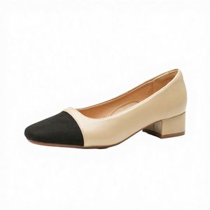 Zapatos de Oficina Planos de PU Suave con Bloques de Color, Tacón Grueso, Suela de Goma Ligera, Primavera 2026, Estilo Slip-On con Punta Cuadrada - Product Image 2