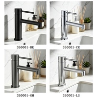 Robinet de lavabo monocommande en acier inoxydable 304 avec cartouche céramique, finition noir mat, à poser sur le comptoir, Metalique 350001-BK