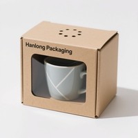 Boîte à gobelets en papier kraft en gros, boîte à tasses avec insert en carton, boîte d'expédition pour gobelet à eau avec fenêtre et logo personnalisé