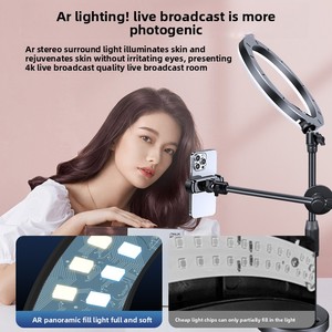 Support de prise de vue professionnel pour bureau avec éclairage <span class=keywords><strong>d</strong></span>'appoint pour diffusion en direct, support anti-tremblement pour téléphone et selfie pour influenceurs - Product Image 4
