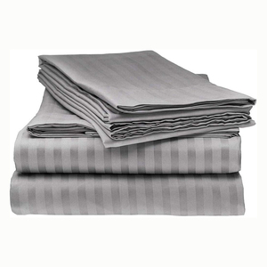 Drap de lit rayé en satin de 1cm personnalisé ensemble de linge de lit avec taie d'oreiller - Product Image 1