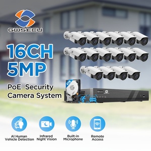 Système de caméra CCTV NVR 16 canaux GWSECU, disque dur 4 To, 16* 5MP, caméra IP PoE étanche avec IA, vision nocturne, surveillance commerciale via application - Product Image 2