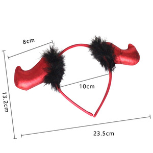 <b>Devil</b> Horn Headband Red Black Furry Costume Prop Halloween Party Wear <b>Accessory</b> - Product Image 5