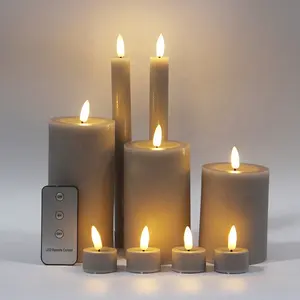 Heimdekoration graues Wachs-Kerzenset blinkende elektrische Kerze mit Fernbedienung