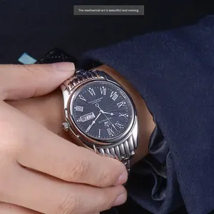 <span class=keywords><strong>Montre</strong></span> pour <span class=keywords><strong>homme</strong></span>, rétro, double calendrier, couronne automatique, mécanique, acrylique, étanche à 30 m, <span class=keywords><strong>montre</strong></span>-bracelet pratique pour les affaires, soldes - Product Image 2