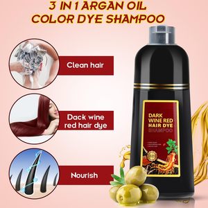 Runjia New Herbal Semi-Permanent Hair Dye <strong>Shampoo</strong> 3-in-1 Dark Wine <strong>Red</strong> 500ml Smooth Cream Formula Gray Hair Coverage Home Use - Product Image 4