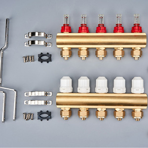 Brass Underfloor Heating Manifold With Visual <b>Flow</b> <b>Meter</b> And Temperature Control For Home Heating Systems - Product Image 3