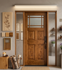 Porte en bois de pin massif de haute qualité, finition lisse, intérieur/extérieur, design moderne, fournisseur OEM personnalisé - Product Image 1