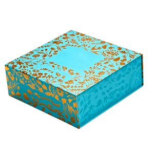 Boîte cadeau rigide de luxe personnalisée avec rabat, en feuille d'or épaisse vert sarcelle, magnétique, portable, avec doublure en éponge, pour safran et parfum, fabrication usine - Product Image 3