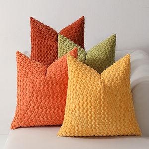 Housses de <span class=keywords><strong>coussin</strong></span> décoratives neutres de Noël Housse de <span class=keywords><strong>coussin</strong></span> carrée en velours côtelé Boho doux pour l'automne hiver - Product Image 4
