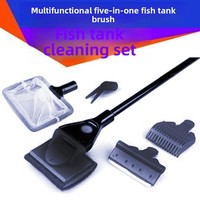 Kit de nettoyage d'aquarium, épuisette magnétique, grattoir à algues, pince à plantes aquatiques, brosse pour aquarium, nettoyeur de verre, kit de nettoyage cinq en un