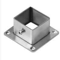Plaque de base carrée en acier inoxydable poli satiné pour charge lourde, avec bride pour tube carré, pour montage de balustre d'escalier, quincaillerie