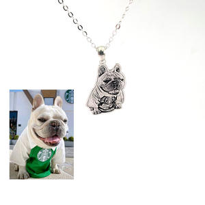 レーザー刻印925ソリッドシルバーペットポートレートネックレスパーソナライズされたカスタムメモリ写真写真ペンダント刻印ジュエリー - Product Image 2