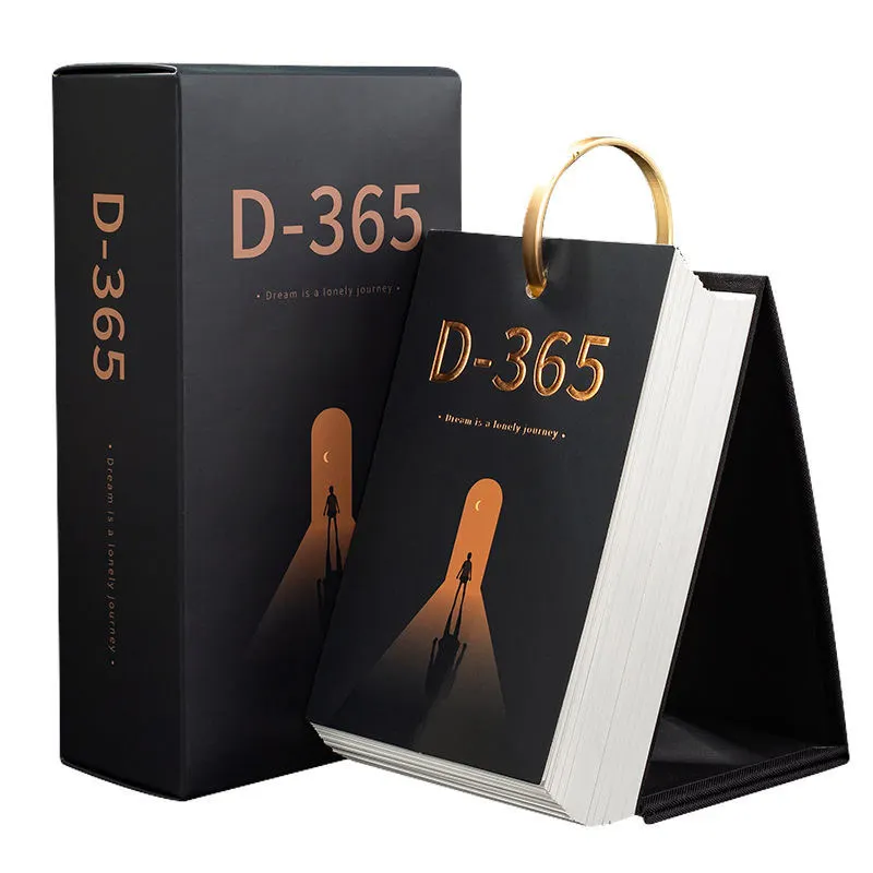 Suporte de calendário de desktop, linha perfurada de calendário 365 dia, fácil rasgar, impressão diária na demanda 4c de impressão em ângulo