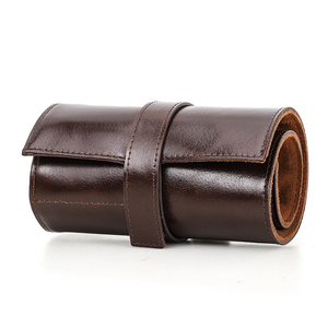 Estuche enrollable para 6 relojes de cuero genuino encerado vintage, para hombre, portátil, para viaje, con bolsa de almacenamiento para relojes. - Product Image 5