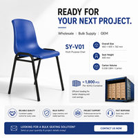 Chaise de formation empilable ergonomique et durable avec assise en PP et structure en acier pour salle de classe, bureau, réunion, conférence