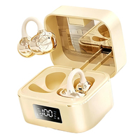 Écouteurs sans fil TWS Bluetooth étanches pour femmes, modèle 2026, avec miroir de maquillage intégré et étui de chargement, écouteurs sportifs à clip d'oreille, tendance