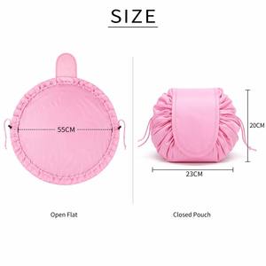 Pochette de maquillage à cordon de serrage, pliable à plat, trousse de toilette de voyage, organiseur de cosmétiques magique avec poche zippée cachée pour femmes et filles, cadeau - Product Image 2