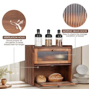 Gỗ bánh mì lưu trữ container Box, <span class=keywords><strong>2</strong></span>-Layer công suất lớn Tủ lưu trữ, phong cách retro - Product Image 5