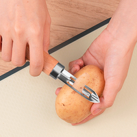 Alledaagse groenteschiller met houten handvat, 420 mm roestvrijstalen mes, draaibare aardappel- en fruitmes, keukengereedschap voor dagelijks gebruik