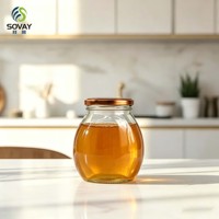 Pot en verre incurvé personnalisé de 500 ml, vide et transparent, pour confiture, chutney, ou pâté de fruits, commande en gros pour marques