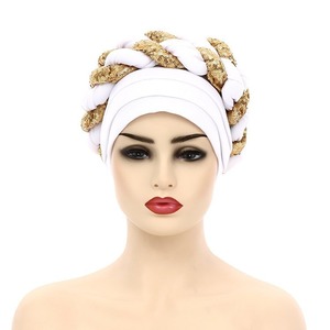 Turbante de Pelo Moderno al por Mayor, Turbante de Lentejuelas Brillantes para Mujer, Pañuelo Grande para la Cabeza, Turbantes Personalizados para Damas Africanas - Product Image 6
