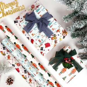 Factory Hot Sale Disposable Coated Silicone Christmas Gift <b>Wrapping</b> <b>Paper</b> <b>Roll</b> 70x800cm 8 Designs - Product Image 3