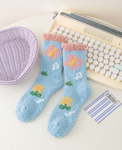 New Phong Cách Phụ Nữ San Hô Lông Cừu Vớ Hoa Và Trái Cây Dày Mờ Vớ Sàn Nhà Vớ - Product Image 5