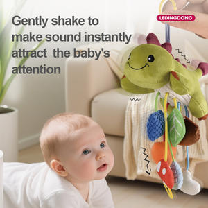 Juguete Sensorial Montessori <span class=keywords><strong>para</strong></span> Bebés, Peluche de Dinosaurio con Sonajero Incorporado y Papel Arrugado - Product Image 2