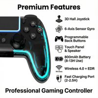 Control Remoto Inalámbrico para Juegos YJT-4JP2012, Joystick con Luz RGB y Vibración para Consola de Videojuegos Playstation PS4