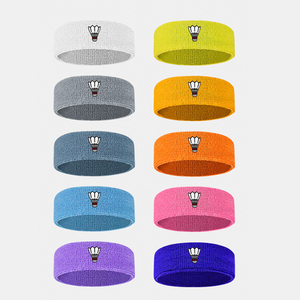 Bandeau en coton <span class=keywords><strong>pas</strong></span> <span class=keywords><strong>cher</strong></span> en gros, bandeau absorbant la transpiration personnalisé pour la gym, le sport et le tennis avec logo brodé - Product Image 1