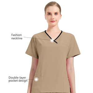 Mode hôpital uniformes infirmière beauté Salon dentaire vêtements de travail Logo personnalisé Stretch uniforme médical gommages ensembles pour hommes femmes - Product Image 3