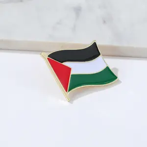 Cheap Palestinian National Pin Brooch Patriotic Humanitarian Gold Plated Enamel Pin Free Palestinian Country Flag Pin Badge