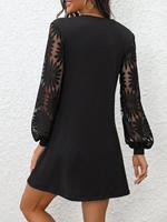 Robe mini décontractée pour femme à col en V, manches longues en dentelle, manches lanternes ajourées, tunique HX9190