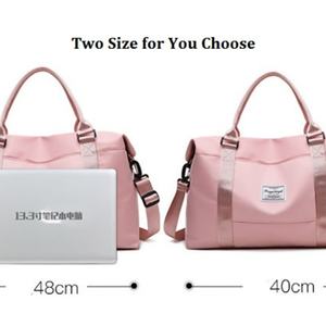 Sac de sport de week-end rose écologique grande capacité avec logo personnalisé, sac de voyage imperméable pour femme - Product Image 2