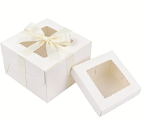 Boîte à gâteau personnalisée en papier blanc avec fenêtre transparente, imprimée UV, écologique, recyclable, résistante, de 6/8/10 pouces