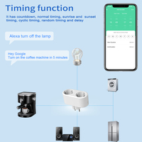 SIXWGH Tuya 16A WiFi pour prise murale intelligente 220V, prise de minuterie domestique avec moniteur de puissance, compatible avec Google Home, Alexa, Alice, 2 prises AC