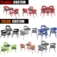 Ensemble de table et chaises rondes en fer industriel de luxe pour la maison, le bar, le restaurant, l'hôtel, la salle de sport, la salle à manger extérieure - Durable et écologique
