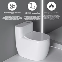 Nouveau modèle de toilette monobloc en céramique, design moderne et minimaliste, pour hôtel, fixation au sol, taille compacte, chasse d'eau à siphon, salle de bain, école