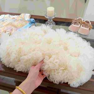 Tongxingyuan Girls Puffy Mesh Tutu Skirt Off White Solid Color Stage Dance Performance Wear Cotton Fabric - Product Image 4