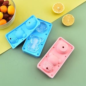 DM447 moule 3D en Silicone pour gâteau et Popsicle en forme d'ours, moule stéréoscopique en <span class=keywords><strong>treillis</strong></span> de glace Rose avec couvercle pour boissons faites maison - Product Image 4