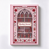 Carnet de lecture gothique rose personnalisé avec motif de roses pour les amateurs de livres