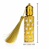 Frasco de Perfume Pequeño de 10ml, de Vidrio Dorado Cilíndrico con Rejilla, Bola Rodante, Atomizador, Recargable, Muestra de Aceite de Perfume, Lujoso