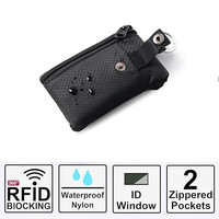 Cartera Delgada Mini RFID Antirrobo con Cordón para Llaves, Organizador de Tarjetas con Múltiples Ranuras, Porta Tarjetas Diario