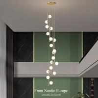 Hôtel Villa Classique Moderne Cristal Verre Led Pendentif Lampe Hanglamp Nordic Luxe Verre Globe Pendentif Lumière
