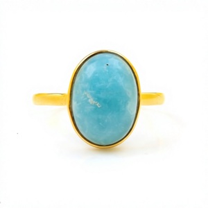 Anillo de piedras preciosas de Smithsonita Natural hecho a mano de 10x14mm para mujer, oro rosa de 18 quilates y plata, hermosa y delicada forma ovalada, joyería fina - Product Image 1
